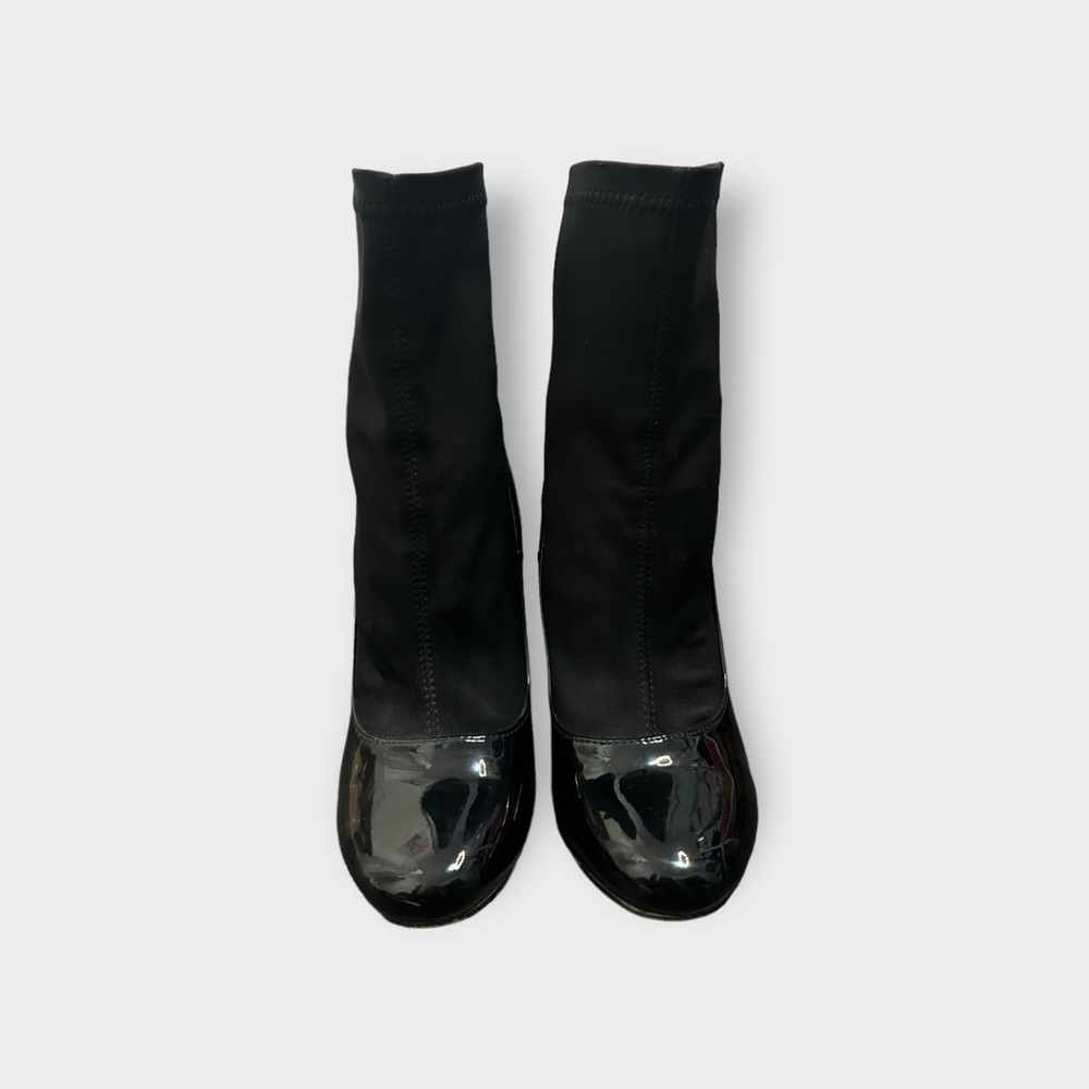 Truffle Collection Black Ombré Clear Block Heel Sock Booties - Picture 4 of 8
